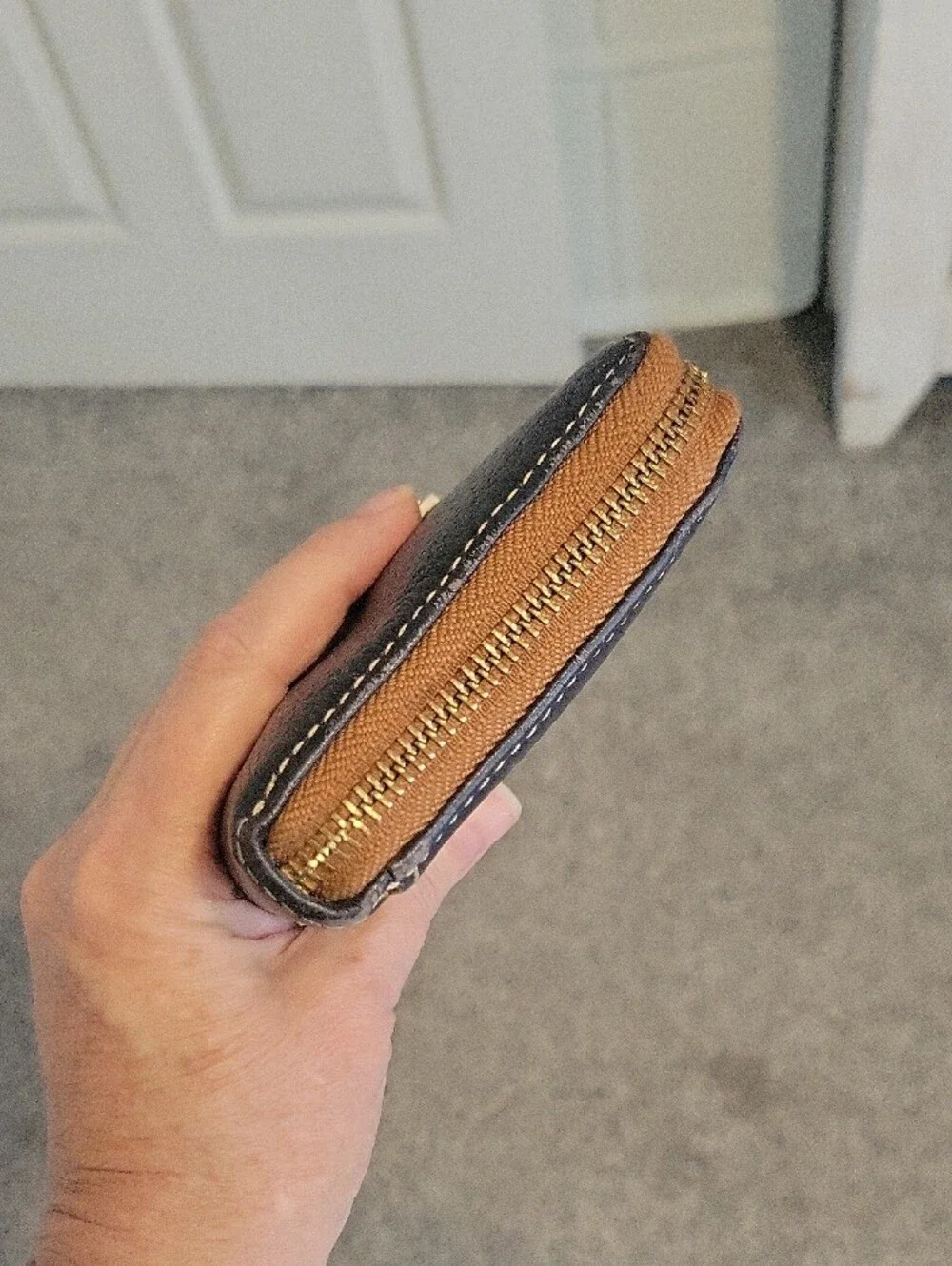 Dooney & Bourke Navy Pebbled Leather Zip Around Wallet